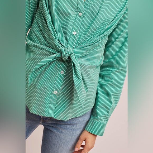 Anthropologie Maeve Katherine Knotted Striped Blouse - Picture 2 of 10